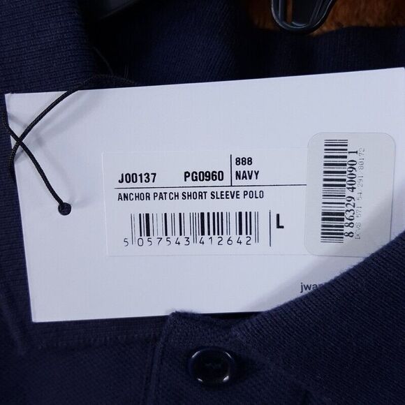 JW ANDERSON Mens Shirt Large Navy Polo Embroidered Anchor Patch Logo $250 - Picture 5 of 9